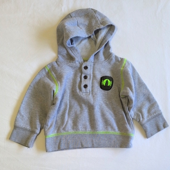 carter's comfy gray henley style hoodie sweatshirt 18 months baby boy - Picture 1 of 7